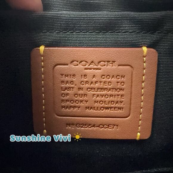 NWT Coach Teri Shoulder Bag In Signature Canvas Pumpkin Halloween Print CCE71 - Picture 6 of 11
